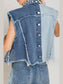 Pearl Raw Hem Sleeveless Denim Jacket nicholesgifts