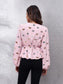 Butterfly V-Neck Balloon Sleeve Peplum Blouse nicholesgifts