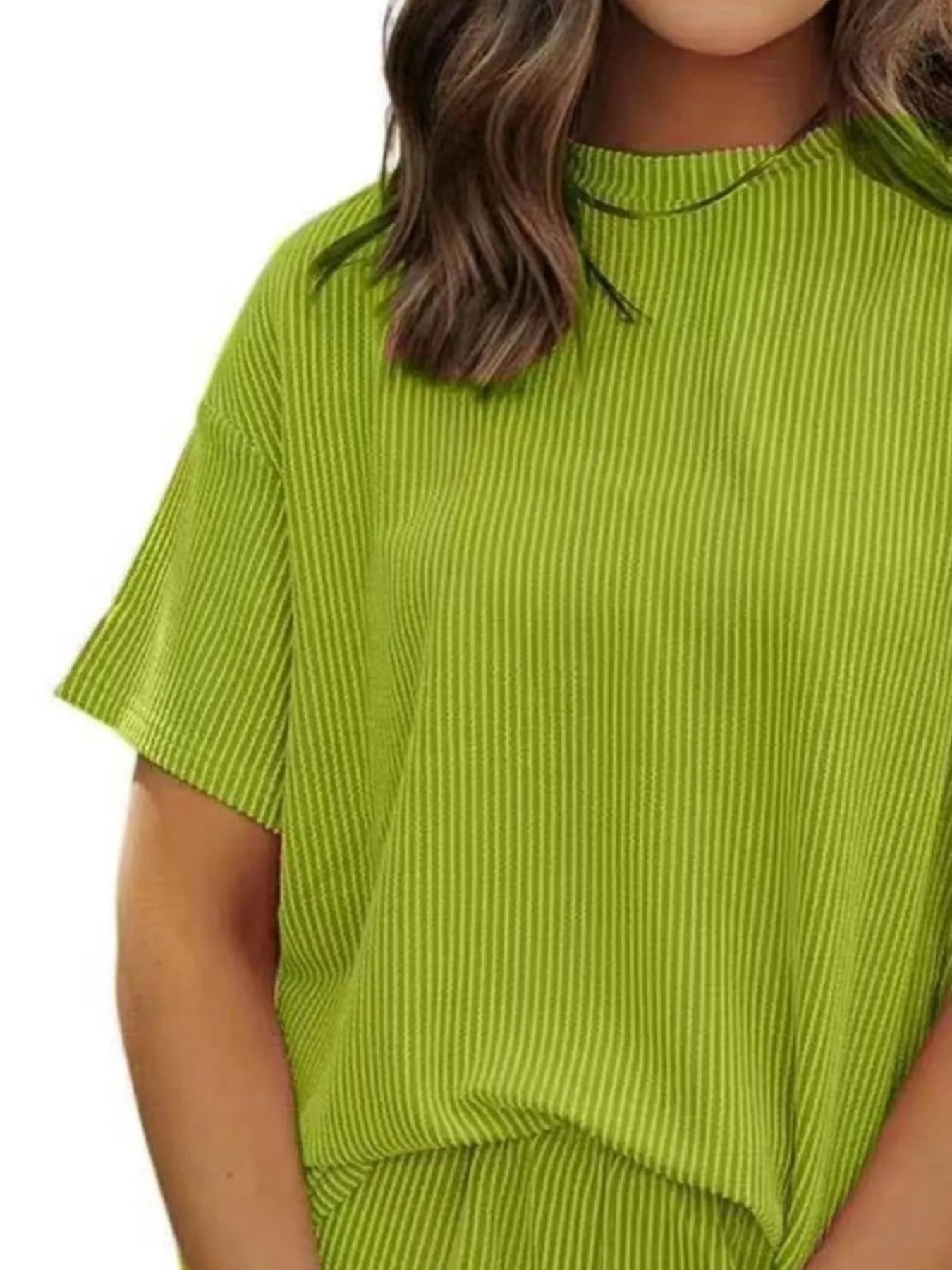 Full Size Ribbed Short Sleeve Top and Shorts Two-Piece Set Plus Size nicholesgifts