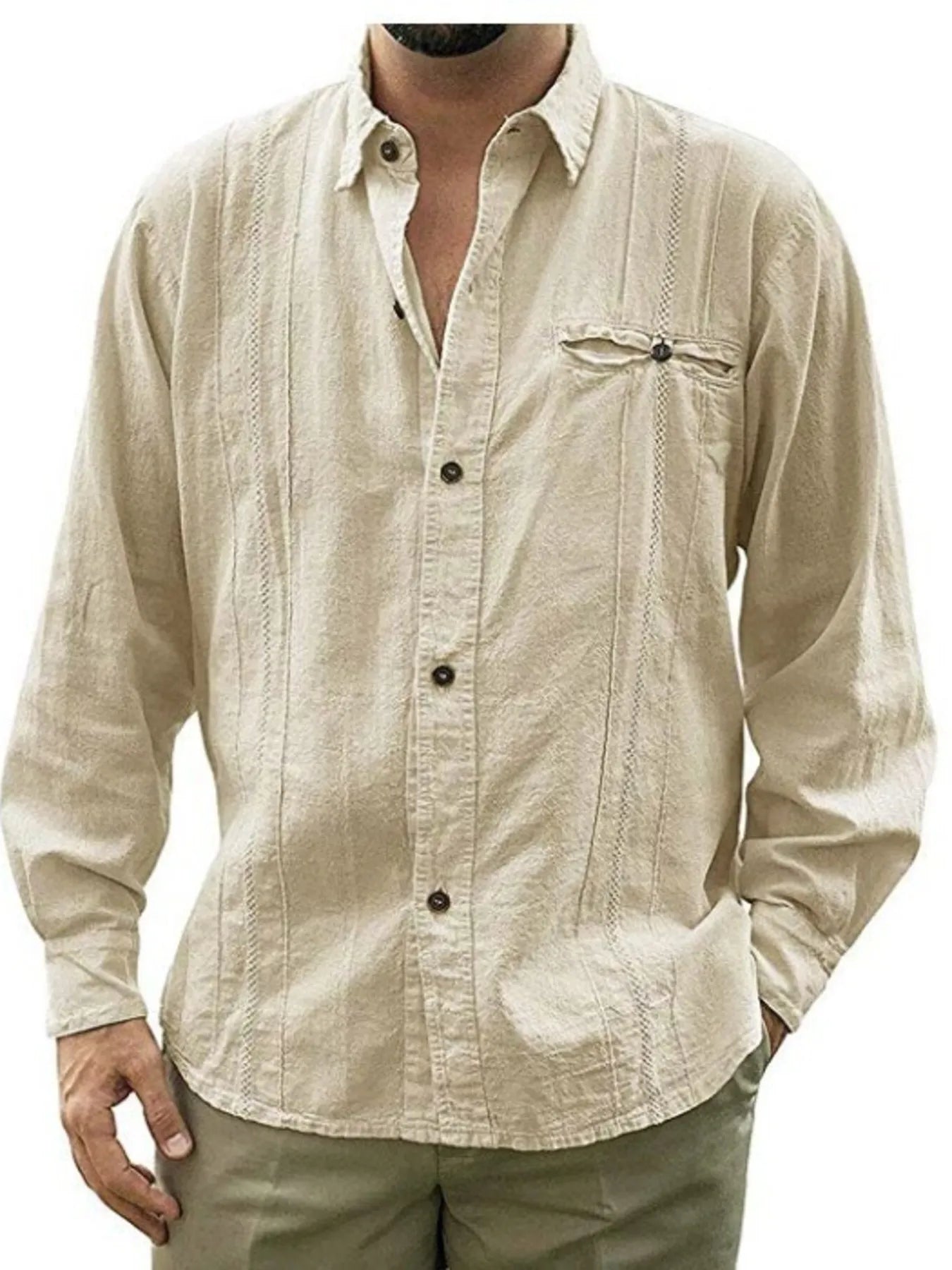 Men's Plus Size Button Up Long Sleeve Shirt Trendsi
