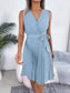 Tied Surplice Sleeveless Pleated Dress nicholesgifts