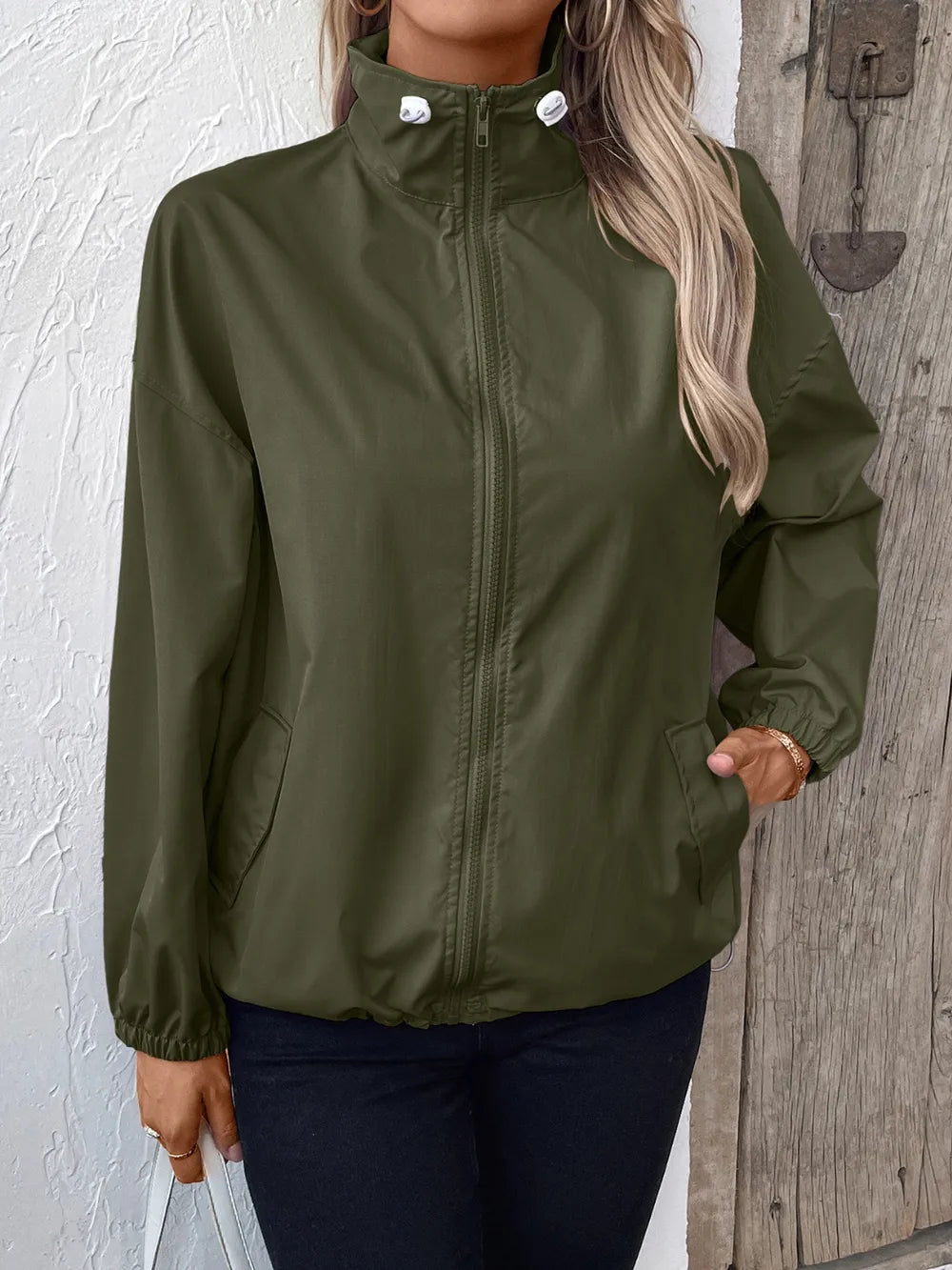 Ivy Lane Pocketed Zip Up Long Sleeve Jacket nicholesgifts