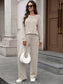 Ribbed Round Neck Top and Pants Set nicholesgifts
