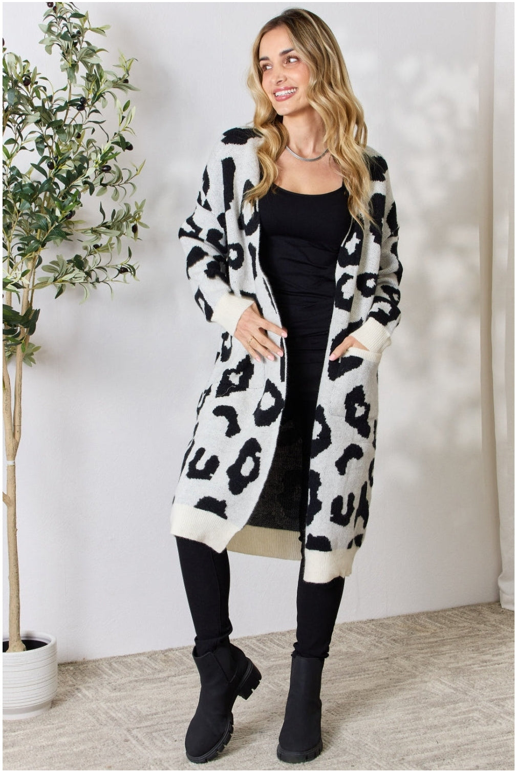 BiBi Leopard Open Front Cardigan nicholesgifts