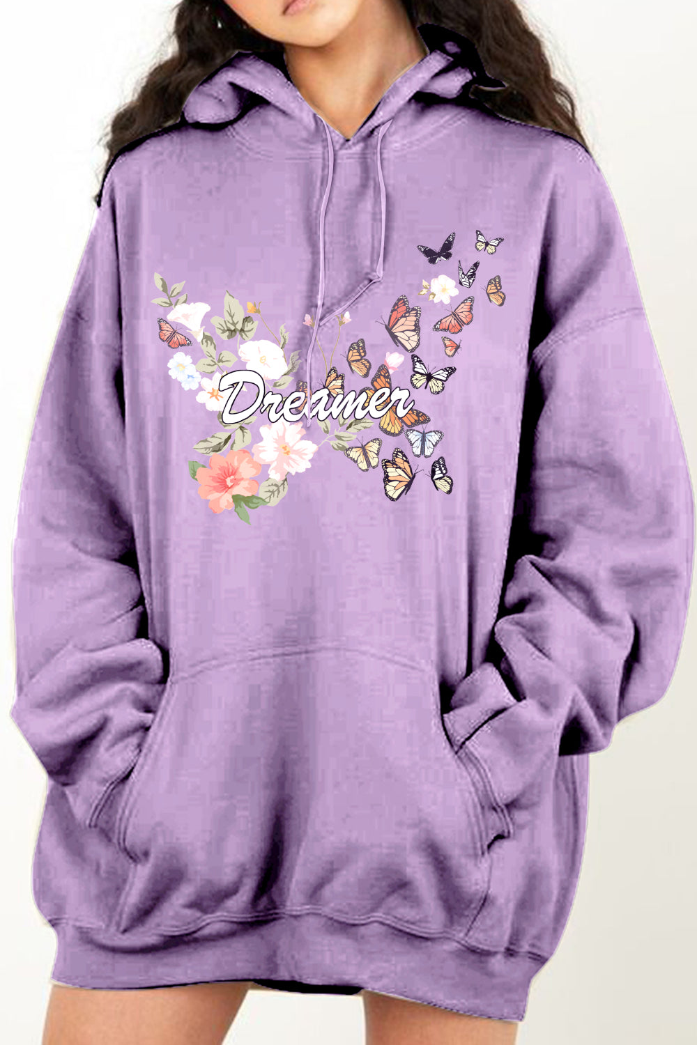 Simply Love Simply Love Full Size Dropped Shoulder DREAMER Graphic Hoodie Trendsi