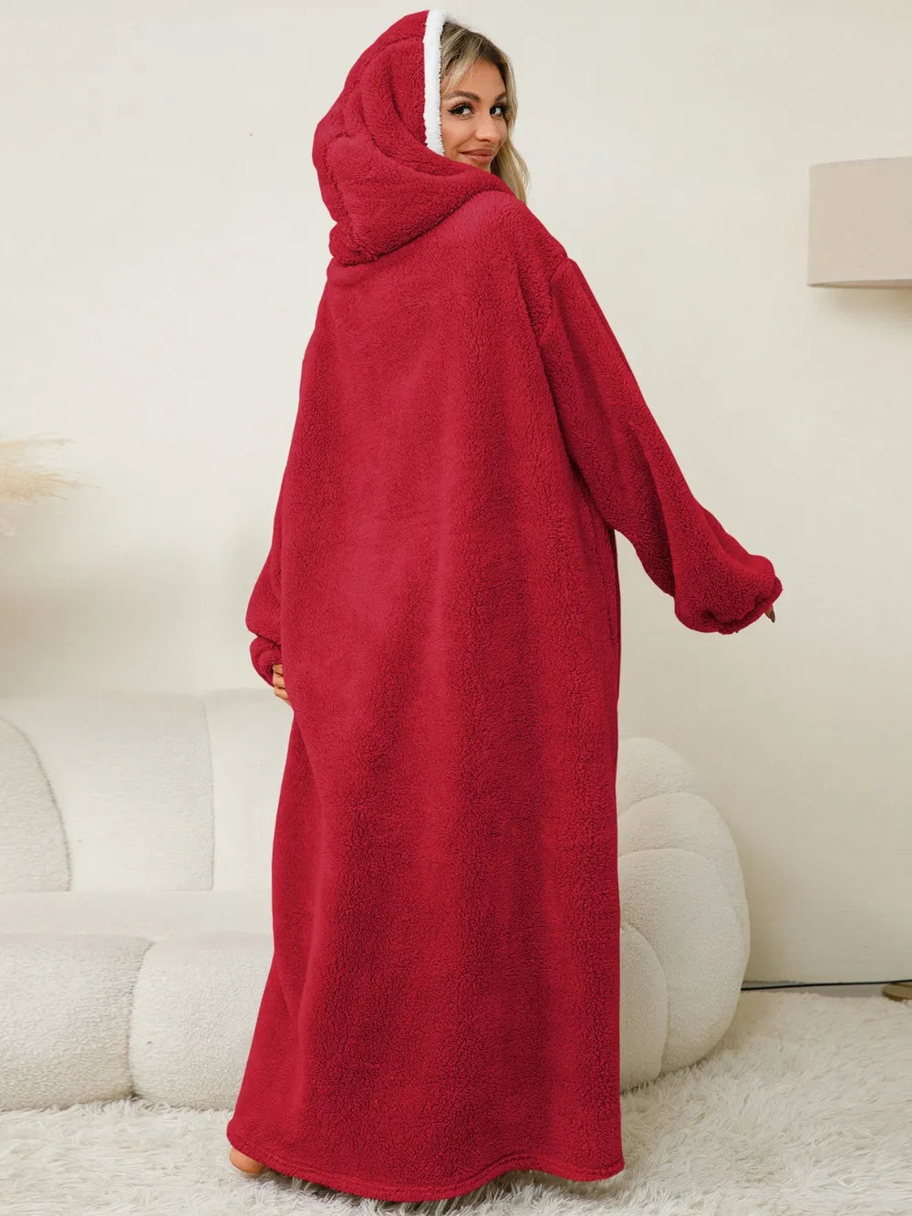 Pocketed Contrast Long Sleeve Hooded Lounge Dress nicholesgifts