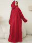 Pocketed Contrast Long Sleeve Hooded Lounge Dress nicholesgifts