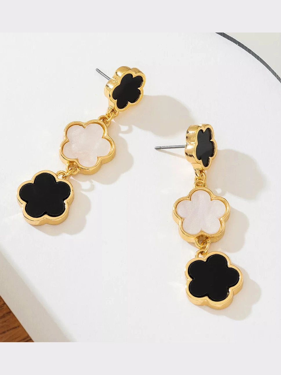 18K Gold-Plated Clover Drop Earrings Trendsi