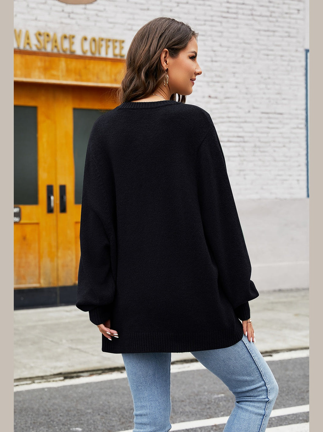 Round Neck Long Sleeve Sweater Trendsi