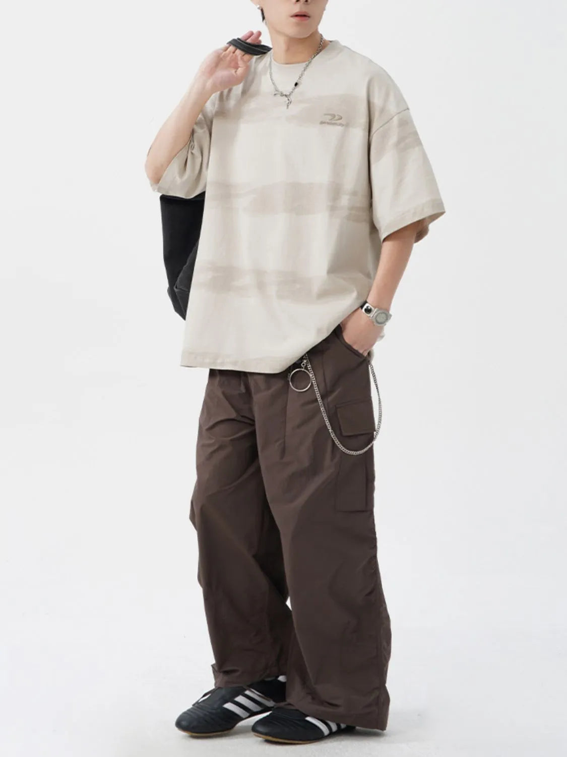 Men's Plus Size Basic style Round Neck Striped T-Shirt NicholesGifts