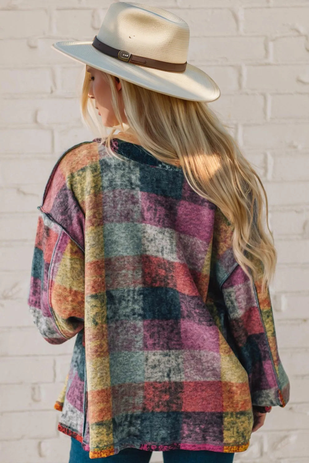 Double Take Full Size Exposed Seam Button Up Fleece Shacket Trendsi