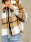 Plaid Collared Neck Jacket with Breast Pockets nicholesgifts