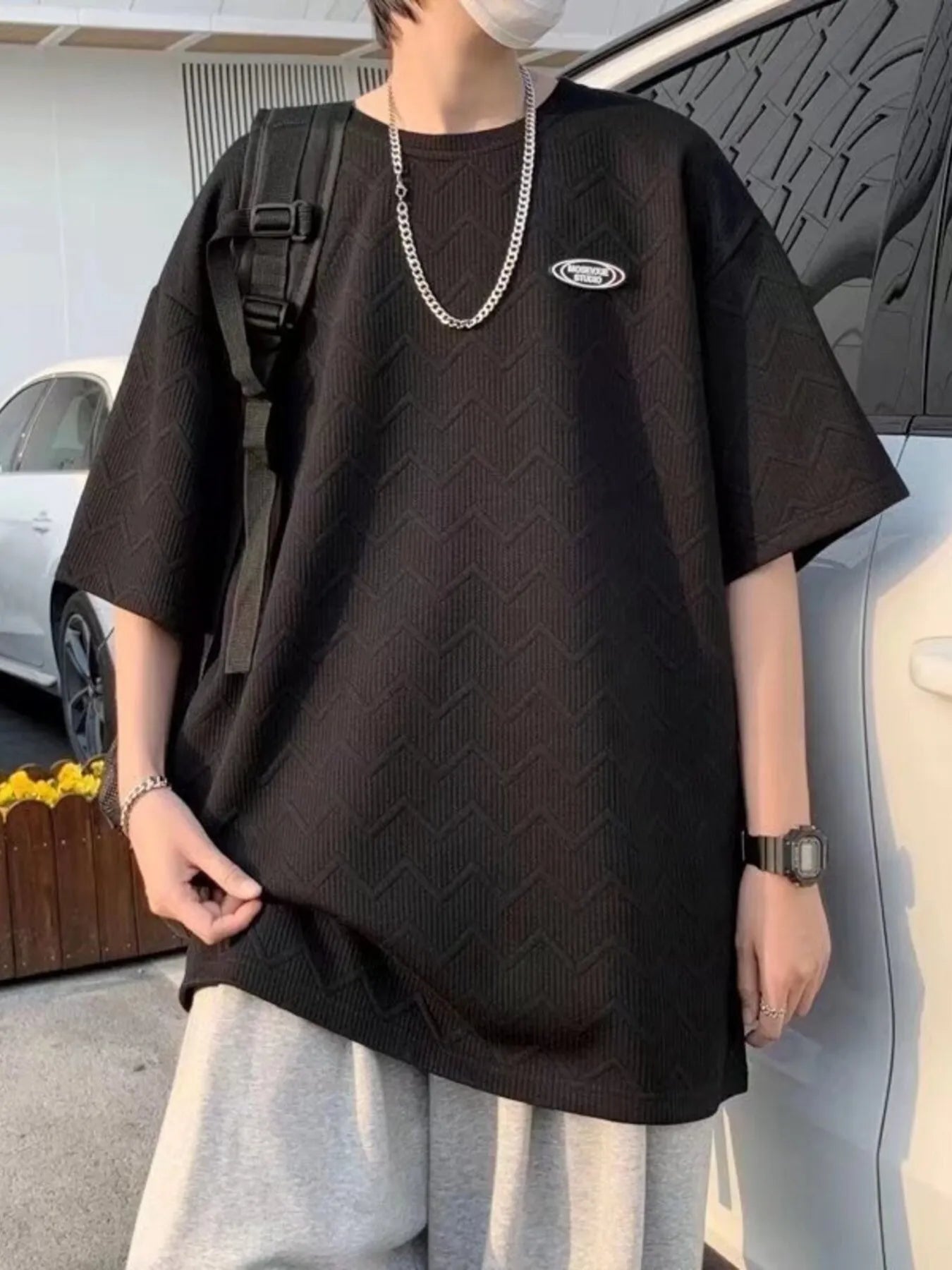Men's Full Size Round Neck Half Sleeve T-Shirt Plus Size Trendsi