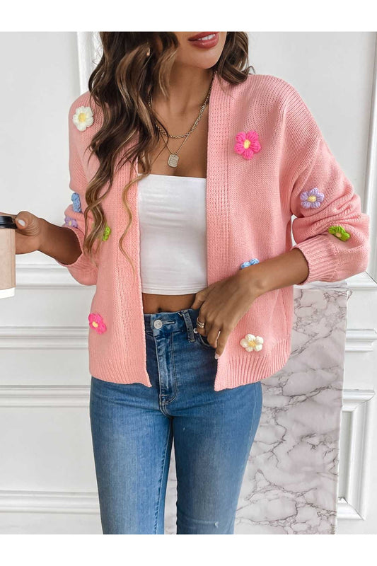 NicholesGifts Women Floral Long Sleeve Open Front Cardigan NicholesGifts