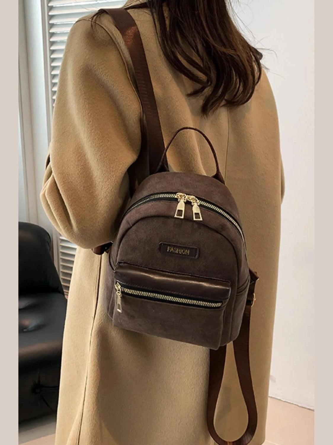 Suede Adjustable Strap Backpack Bag nicholesgifts