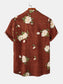 Men's Plus Size Floral Print Short Sleeve Button Down Shirt nicholesgifts