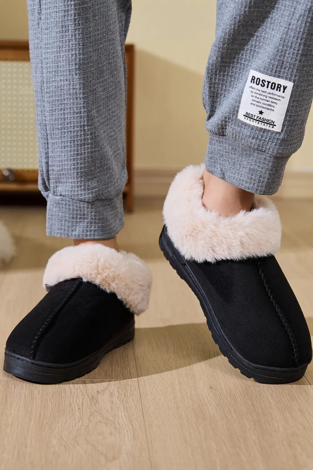 Women Faux Fur Round Toe Platform Slippers nicholesgifts