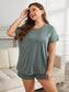Plus Size Round Neck Short Sleeve Two-Piece Loungewear Set nicholesgifts