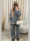 Contrast Trim Round Neck Top and Pants Sweater Set nicholesgifts