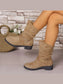 Round Toe Block Heels Boots Trendsi