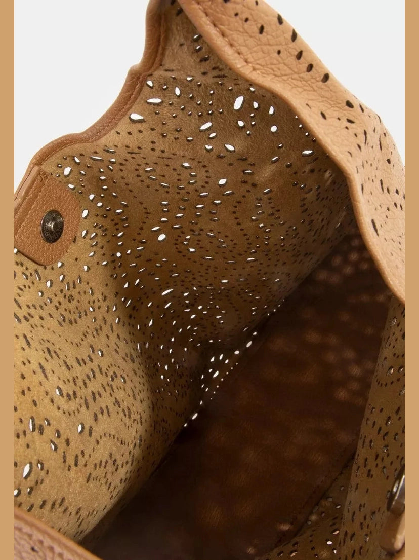 Fame Intricate Cutout Motif Leather Shoulder Bag nicholesgifts