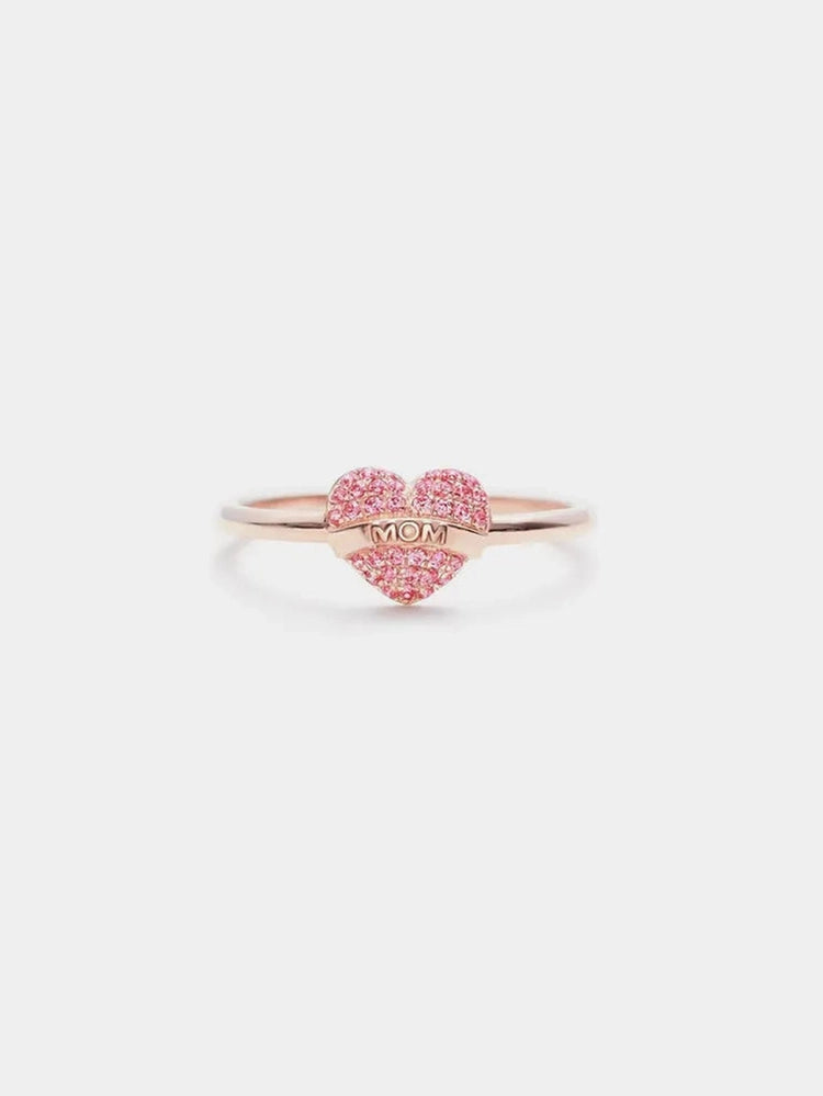 MOM Heart Shape 925 Sterling Silver Engraved Ring nicholesgifts