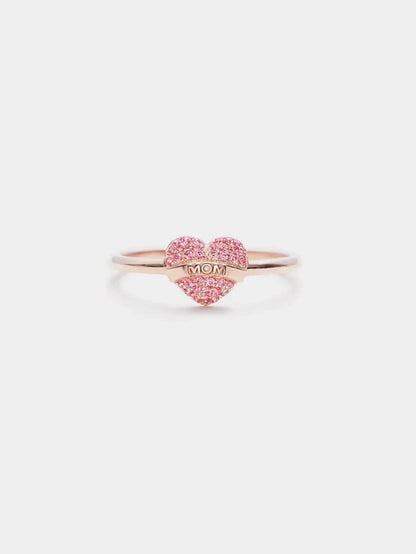 MOM Heart Shape 925 Sterling Silver Engraved Ring nicholesgifts