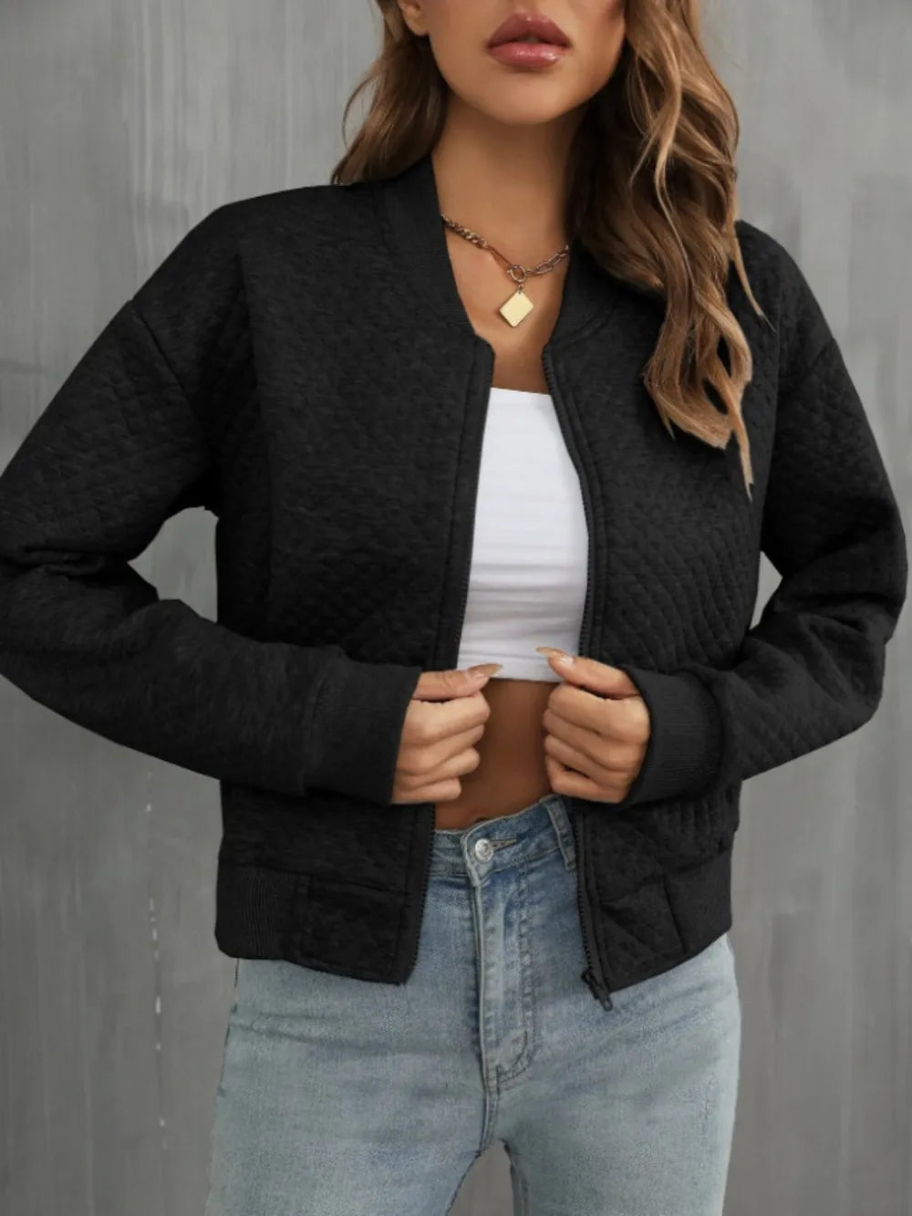 Zip Up Long Sleeve Jacket nicholesgifts