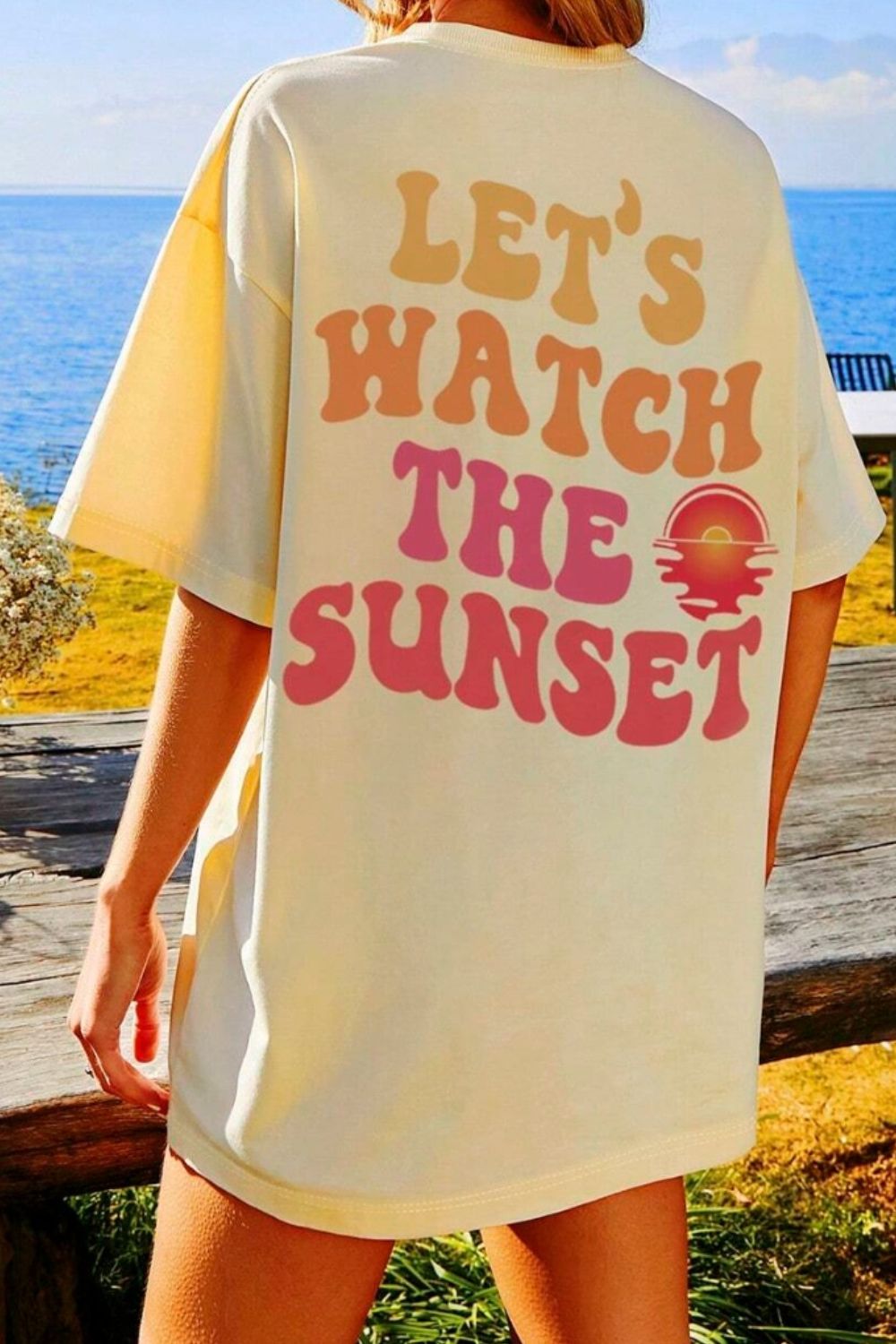 Women Let's Watch The Sunset Round Neck Short Sleeve T-Shirt - Nicholesgifts.online