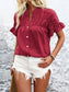 Button Down Ruffled Short Sleeve Shirt nicholesgifts