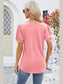 Women Frill Notched Short Sleeve Blouse nicholesgifts