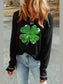 Sequin Lucky Clover Lettuce Trim Long Sleeve Top nicholesgifts