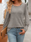 Women Decorative Button Round Neck Long Sleeve T-Shirt nicholesgifts