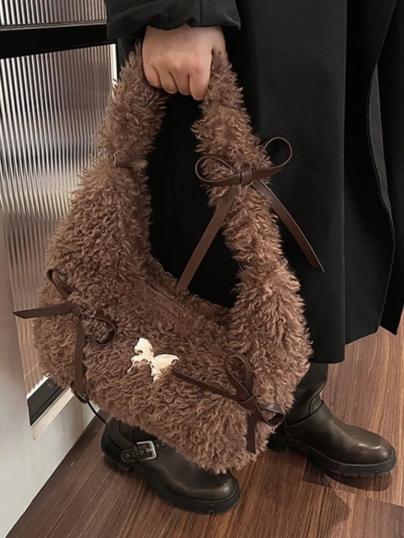 Fluffy Bow Shoulder Bag nicholesgifts