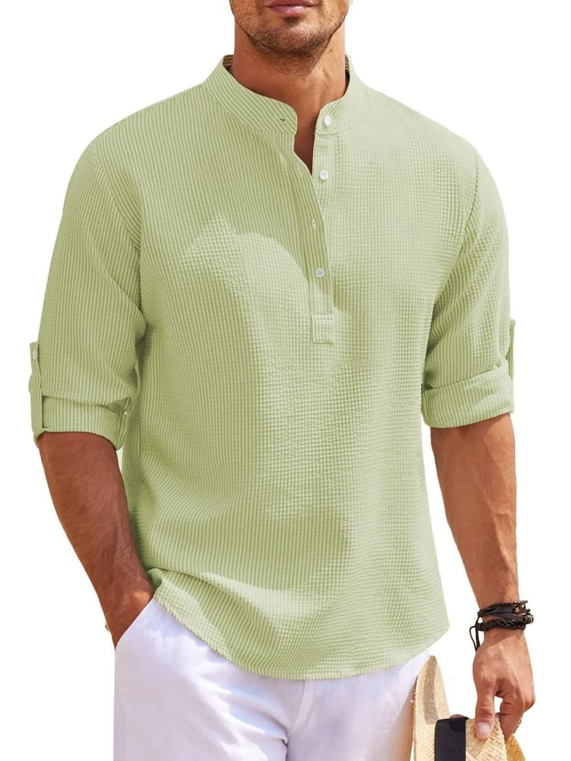 Men's Full Size Button Detail Long Sleeve Top Plus Size NicholesGifts
