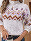 Geometric Mock Neck Long Sleeve Sweater nicholesgifts