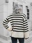 Striped Slit Turtleneck Drop Shoulder Sweater nicholesgifts