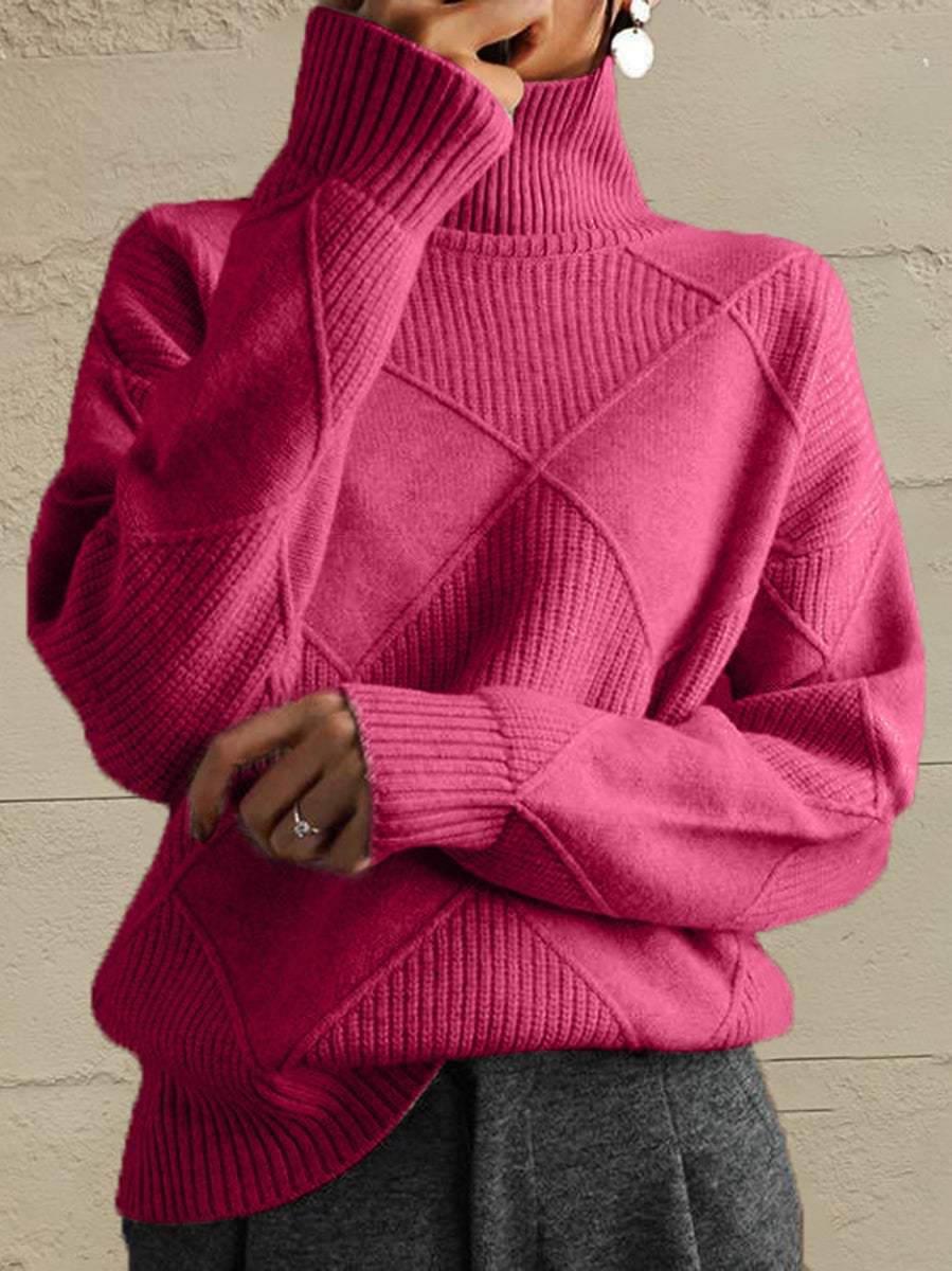 Geometric Turtleneck Long Sleeve Sweater nicholesgifts