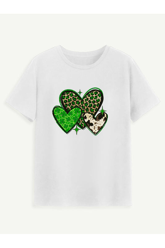 Women Heart Round Neck Short Sleeve T-Shirt NicholesGifts