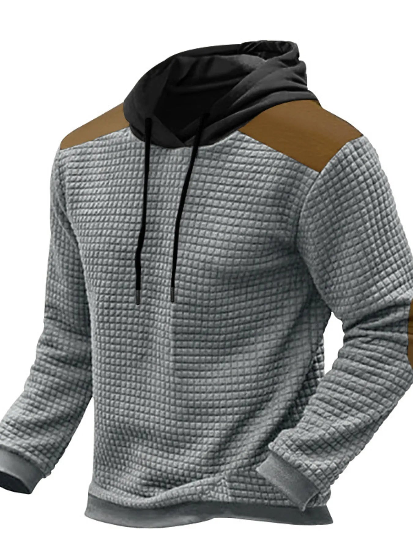 Men's Full Size Drawstring Contrast Shoulder Panels Hoodie Plus Size NicholesGifts