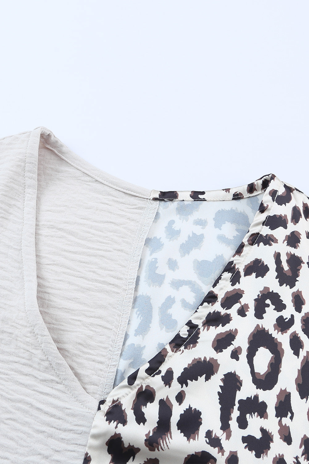 Leopard Color Block V-Neck Blouse nicholesgifts