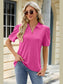 Women Eyelet Johnny Collar Puff Sleeve Blouse nicholesgifts