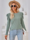 Women Round Neck Puff Long Sleeve Blouse nicholesgifts