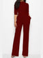 Mock Neck Tie-Waist Half Sleeve Jumpsuit nicholesgifts