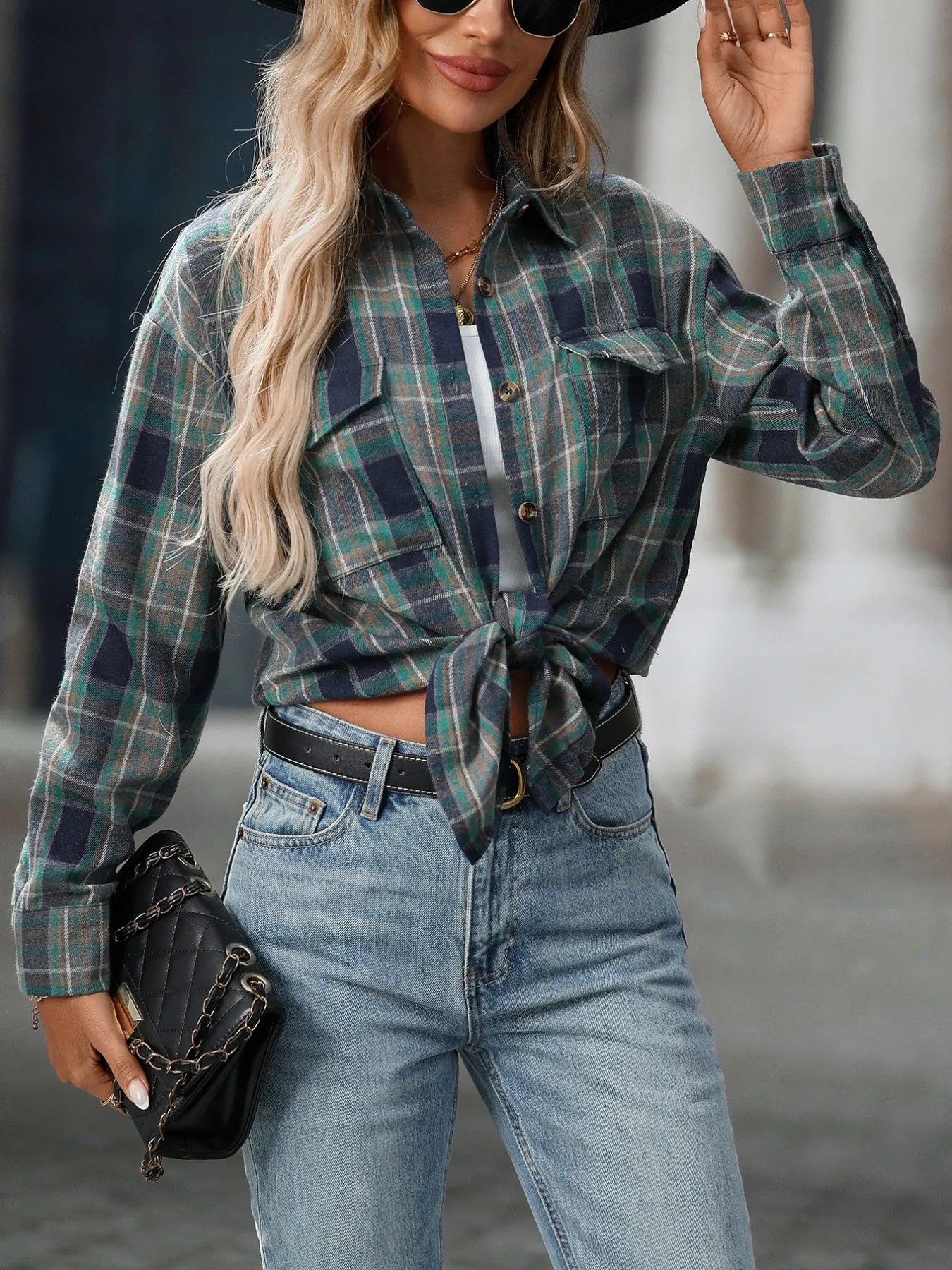 Oversized Plaid Button-Up Shirt NicholesGifts