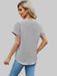 Notched Neck Cuffed Sleeve Shirt nicholesgifts