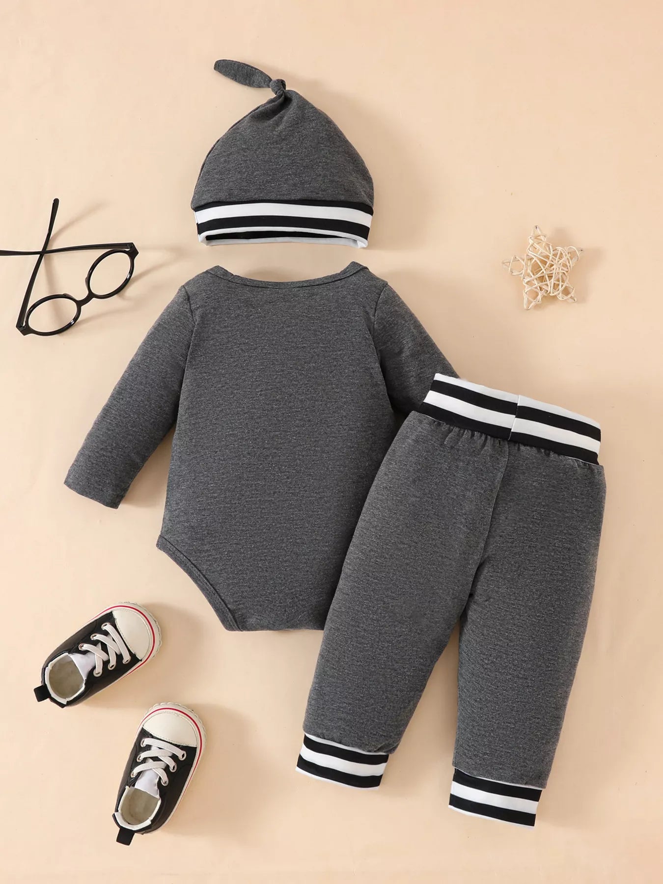 Children's Letter Bodysuit & Pants & Hat Set NicholesGifts