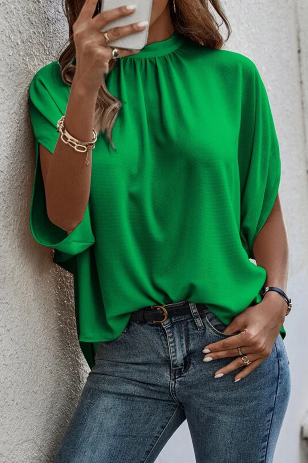 Tie Back Slit Half Sleeve Blouse nicholesgifts