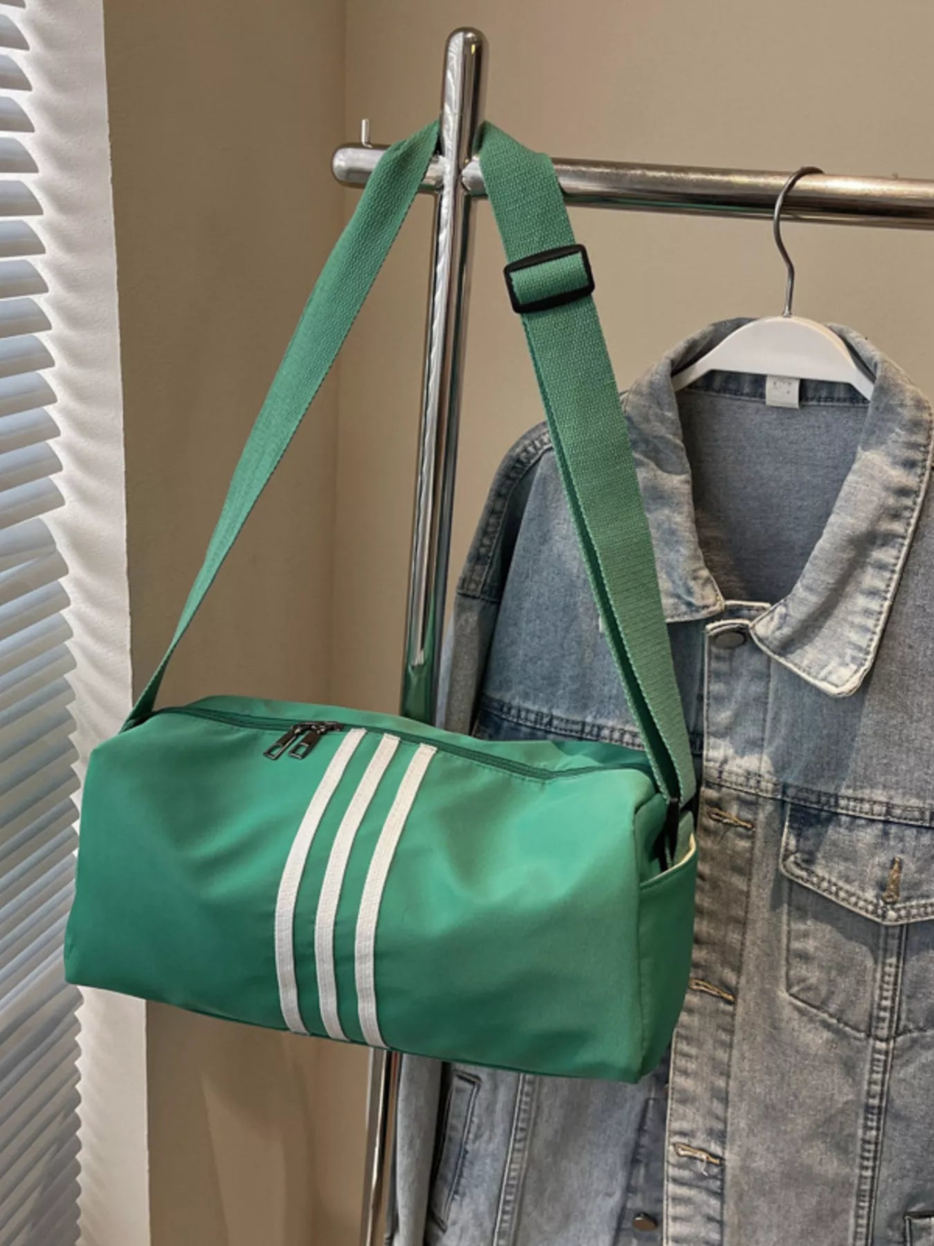 Striped Adjustable Strap Duffel Bag nicholesgifts