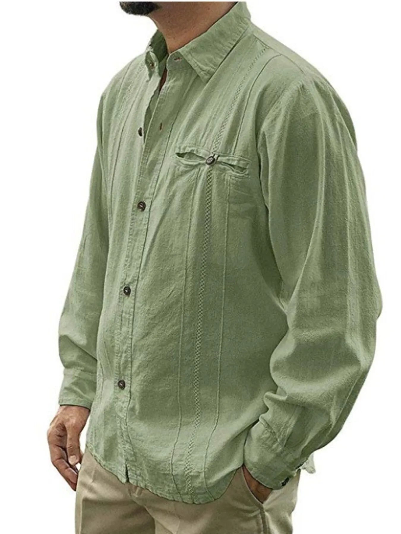 Men's Plus Size Button Up Long Sleeve Shirt Trendsi